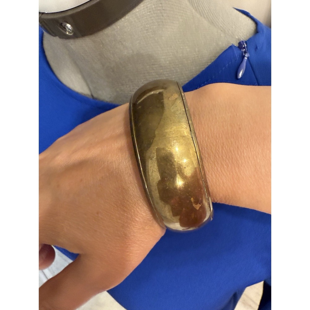 Vintage, Hand Made India Brass Bangle ~2.5" Wide‎ Chunky Bohemian